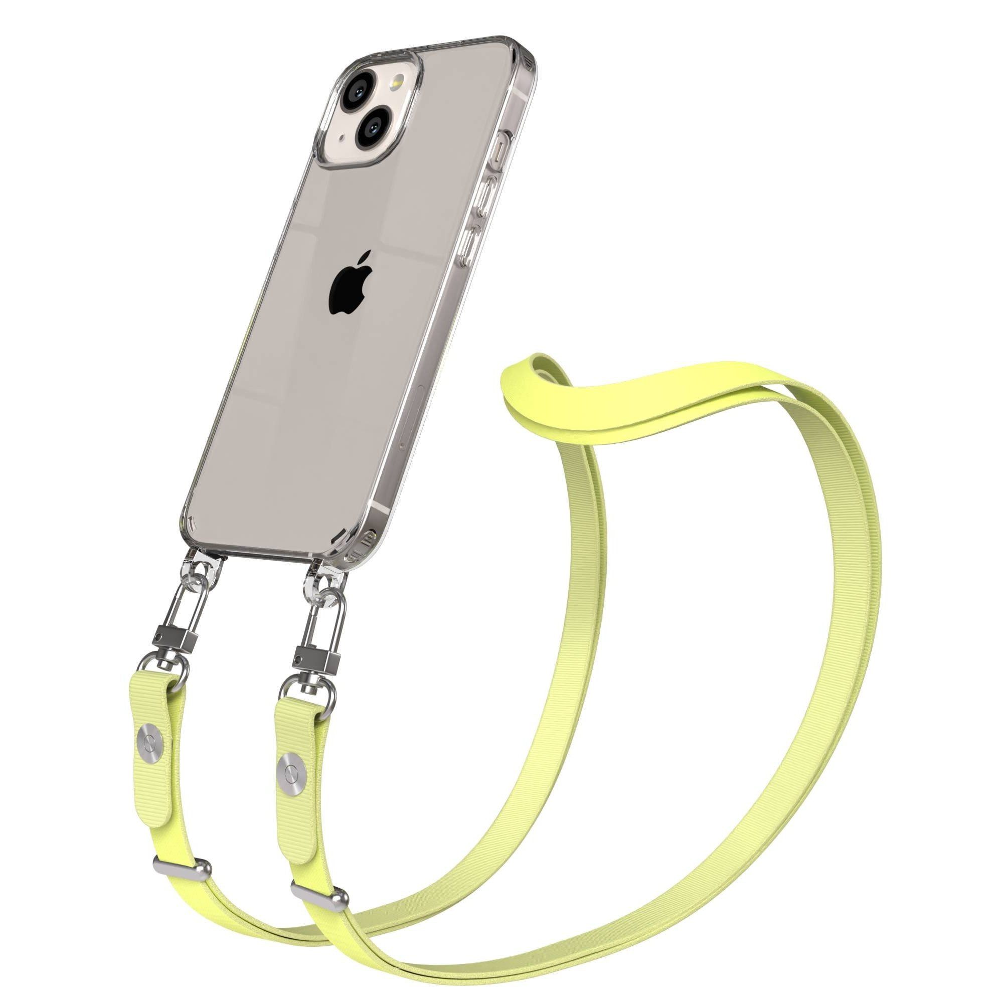 EAZY CASE Handykette für Apple iPhone 13 Handyhülle mit Handyband magnetisch, Handykordel in Gelb mit Magnetband für Hüllen mit 2x2 Löchern