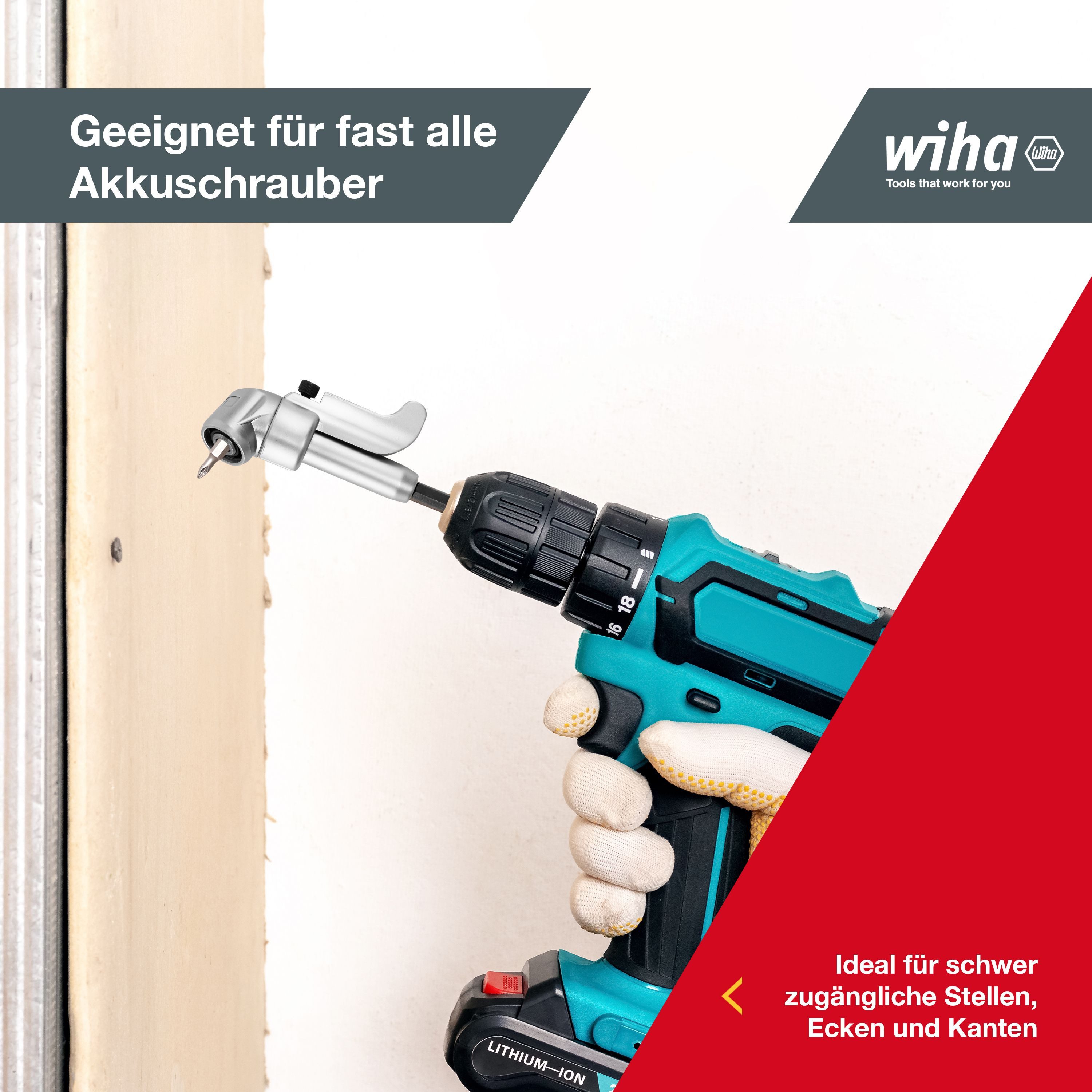 Wiha Winkelschraubvorsatz (32311), Schnellwechsel, 105° abgewinkelter Kopf, 130 mm