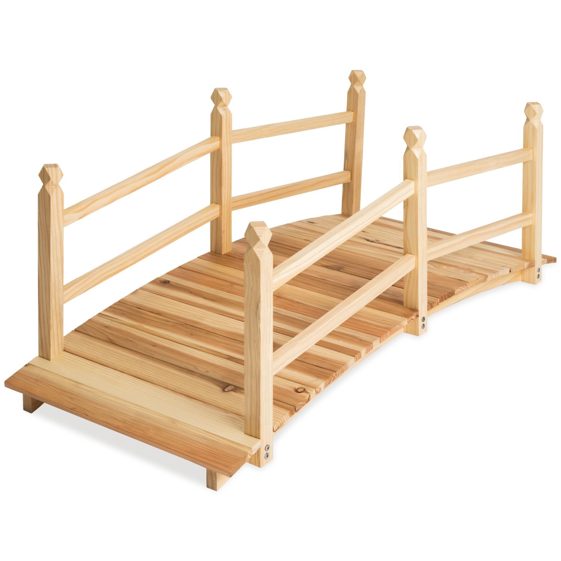 tectake Zierbrücke Gartenbrücke aus Holz, 137 x 58 x 58 cm, (Holzbrücke Cantara, in braun), wetterfest, mit Geländer, Belastbarkeit 150 kg