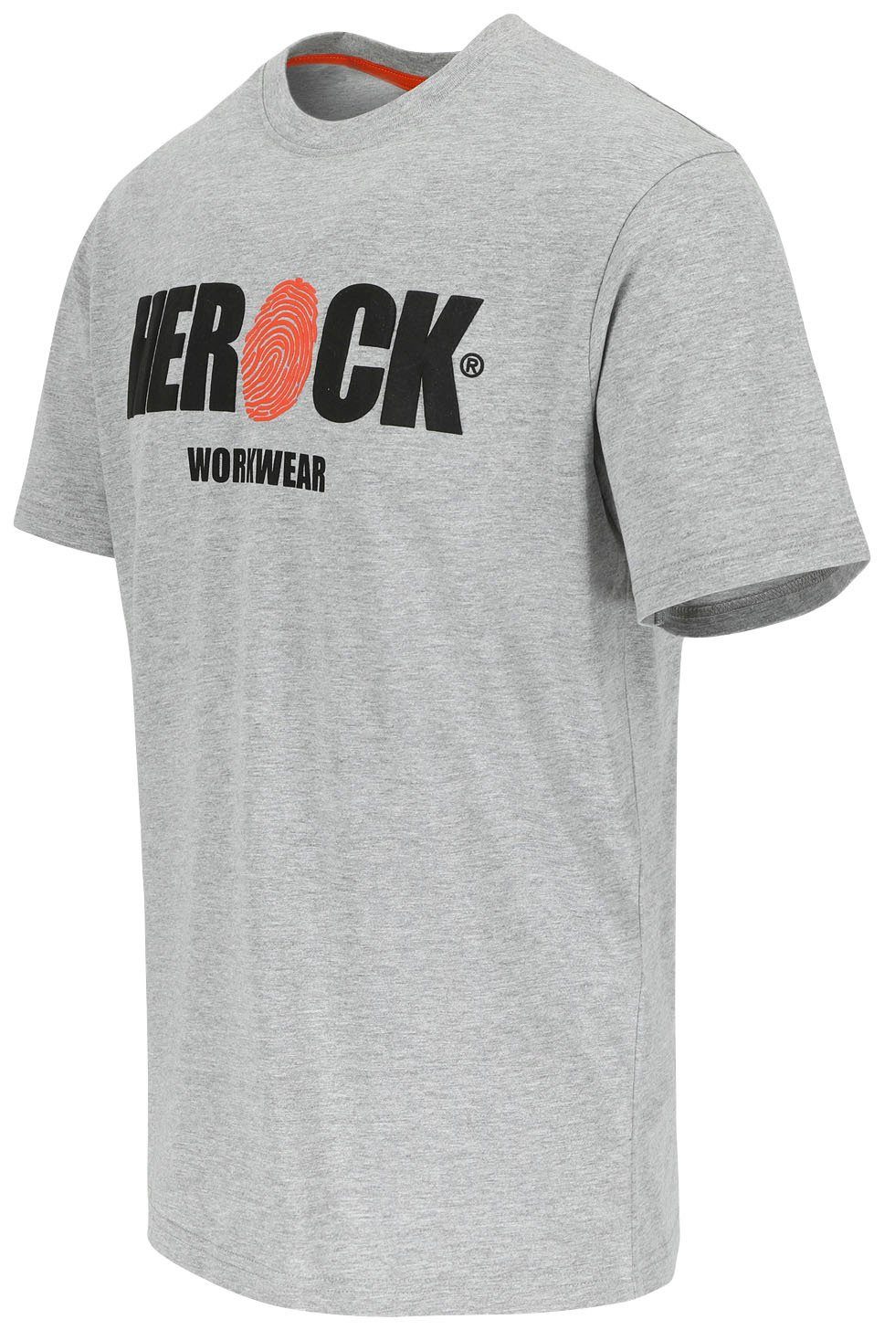 Tragegefühl Rundhals, grau Herock mit T-Shirt ENI Herock®-Aufdruck, angenehmes Baumwolle,