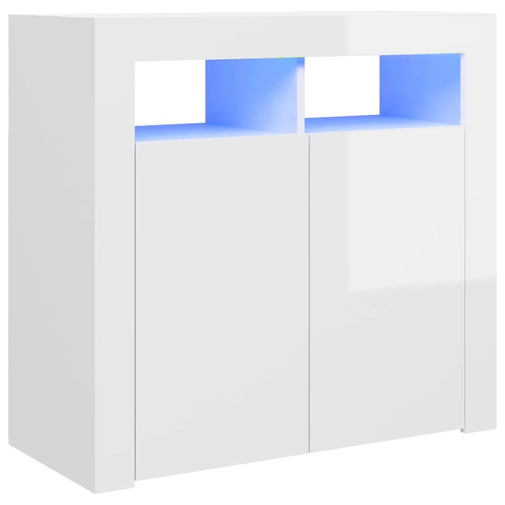 furnicato Sideboard mit LED-Leuchten Hochglanz-Weiß 80x35x75 cm (1 St) günstig online kaufen