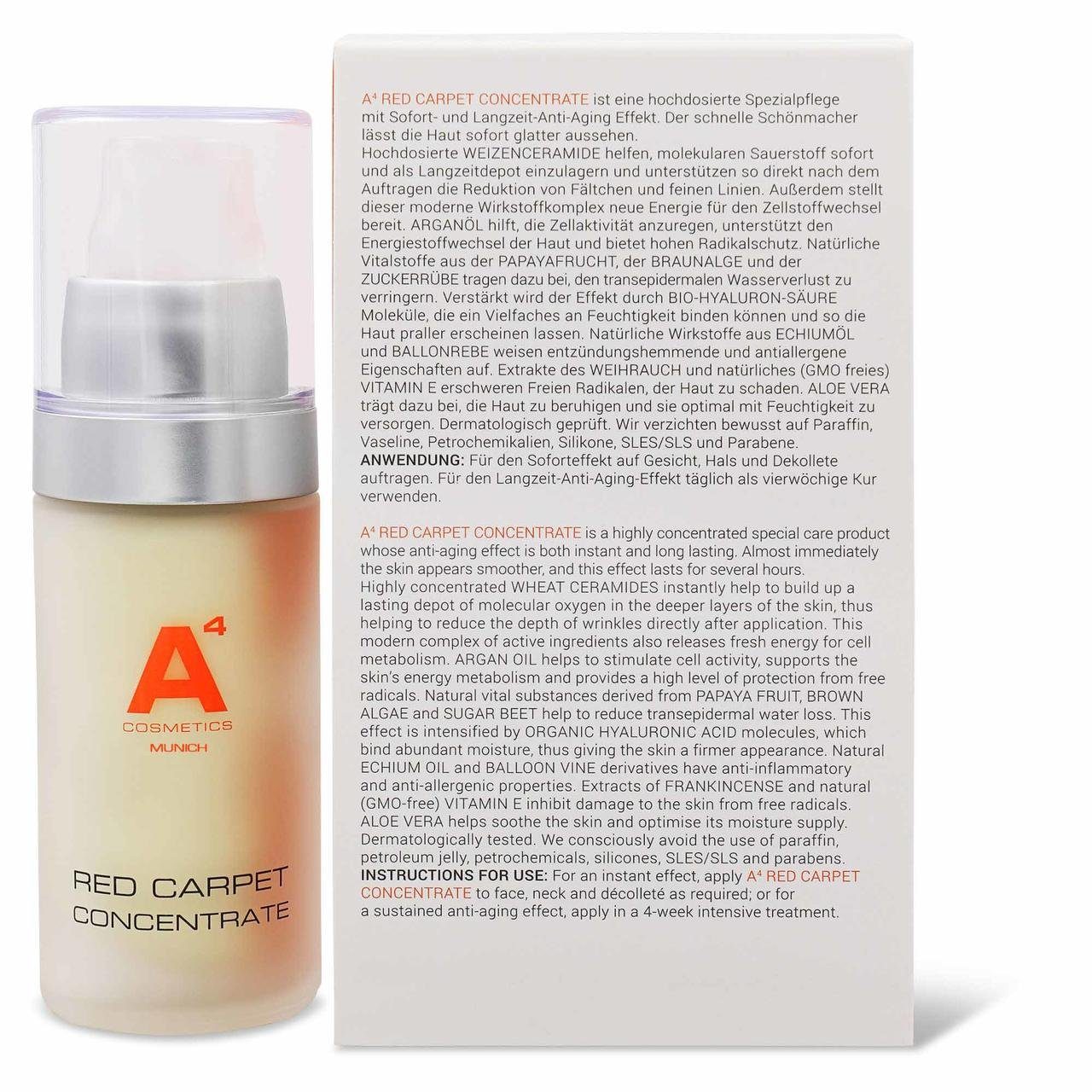 A4 Cosmetics Gesichtsserum Red Carpet Concentrate, Hochdosierte Anti-Aging-Pflege mit Weizenceramiden