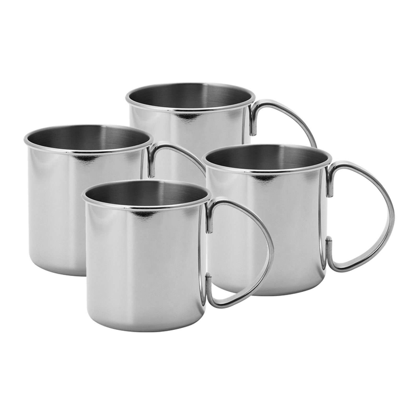 ECHTWERK Cocktailglas Kupferbecher-Set, Келихи для коктейлів, Edelstahl, Bruchsichere Edelstahl-Gläser, Cocktail-Set, Geschenkset, Silber 0,48l