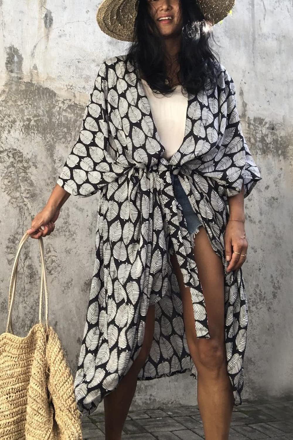 RWEUOQ Strandkleid Kimono Kaftan Strandkleid Sommerkleid günstig online kaufen