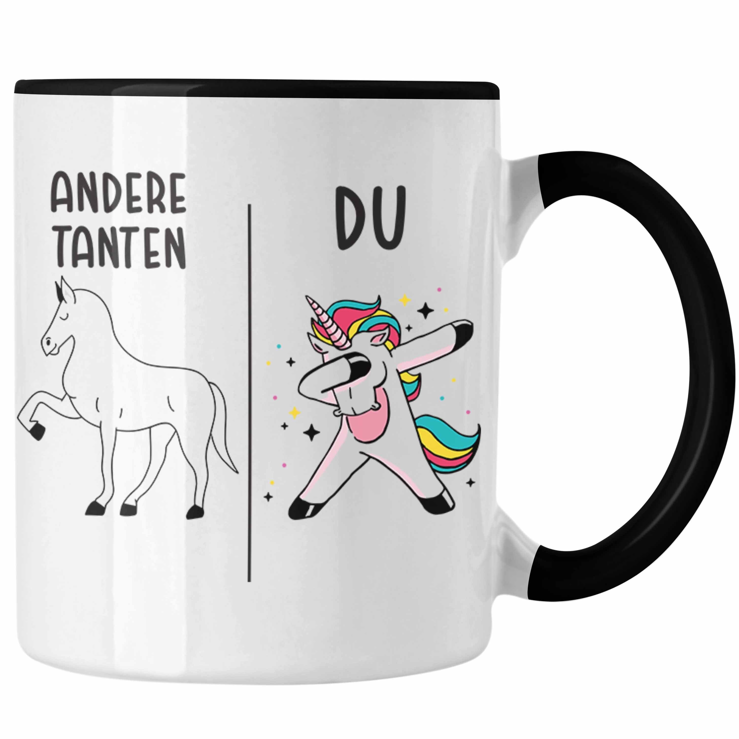 Trendation Tasse Trendation - Beste Tante Geschenk Tasse mit Spruch Kaffeetasse für Tante Schwarz