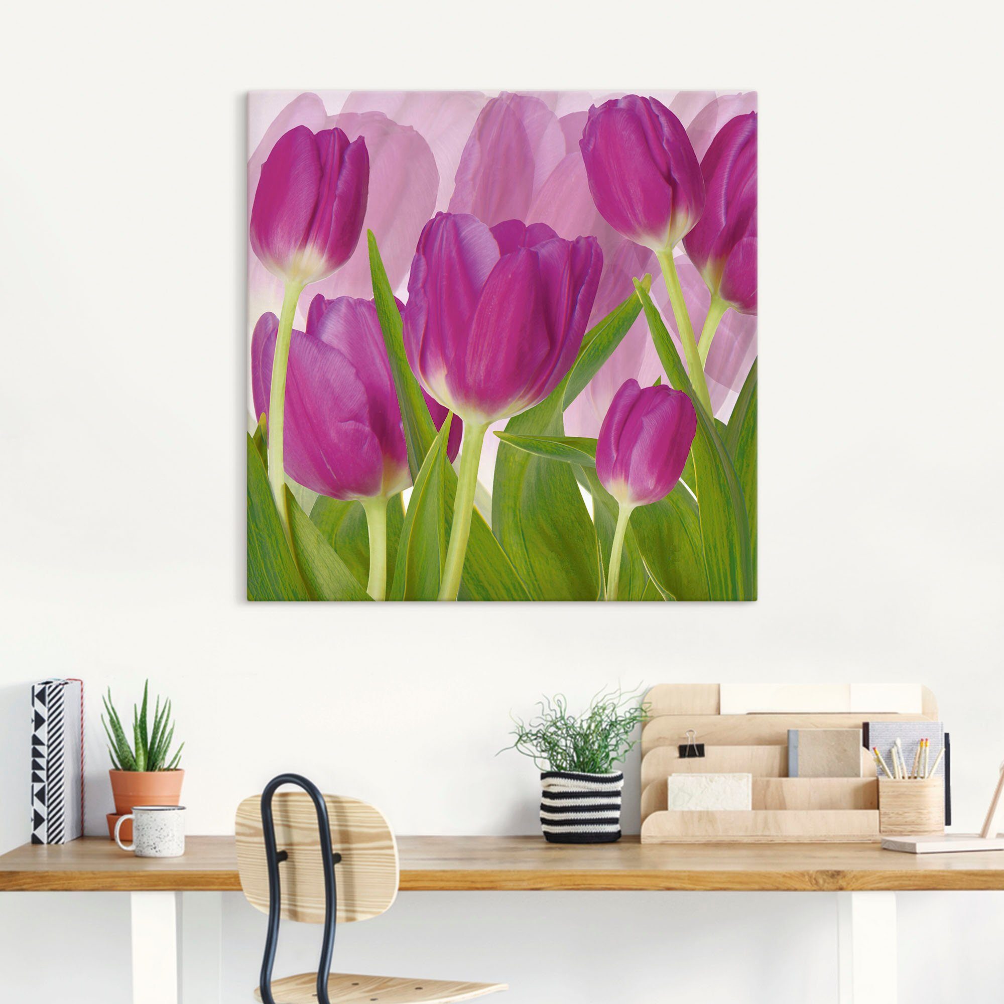 Artland Wandbild Tulpenfeld lila, Blumen (1 St), als Alubild, Leinwandbild in verschied. Größen