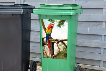 MuchoWow Wandsticker Papagei - Vogel - Regenbogen - Tropisch (1 St), Mülleimer-aufkleber, Mülltonne, Sticker, Container, Abfalbehälter