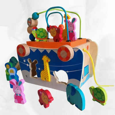 suebidou Lernspielzeug Formensortierer Motorikschleife Arche Noah Holzspielzeug, Montessori-Spielzeug-Lernmittel, ‎Größe: 24.1 x 17.9 x 14.4 cm