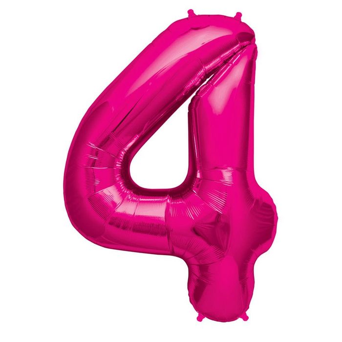 Horror-Shop Folienballon Folienballon Zahl 4 Pink