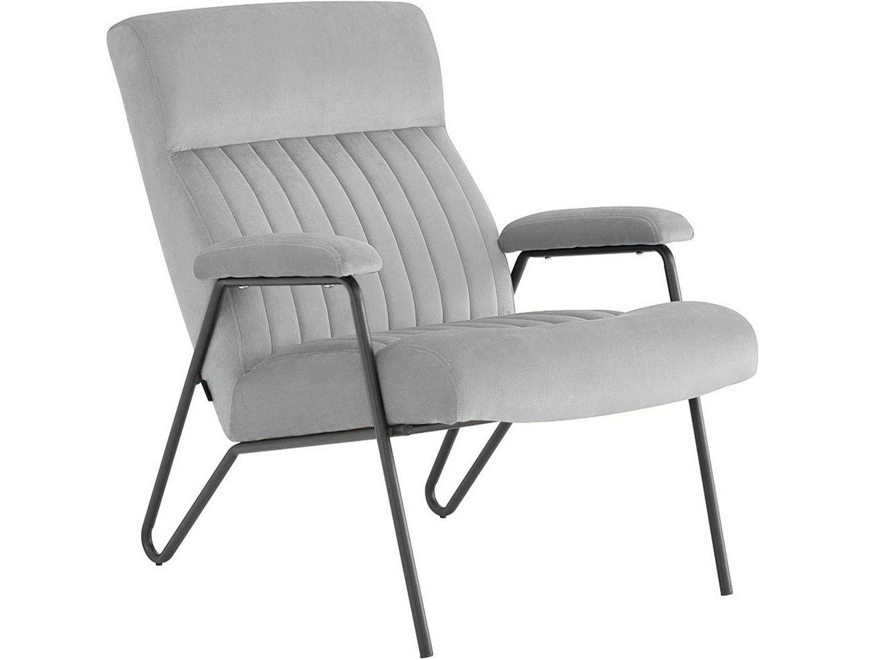 loft24 Loungesessel Randy (1-St), Polsterstuhl Sessel Samtbezug Metallgestell modern