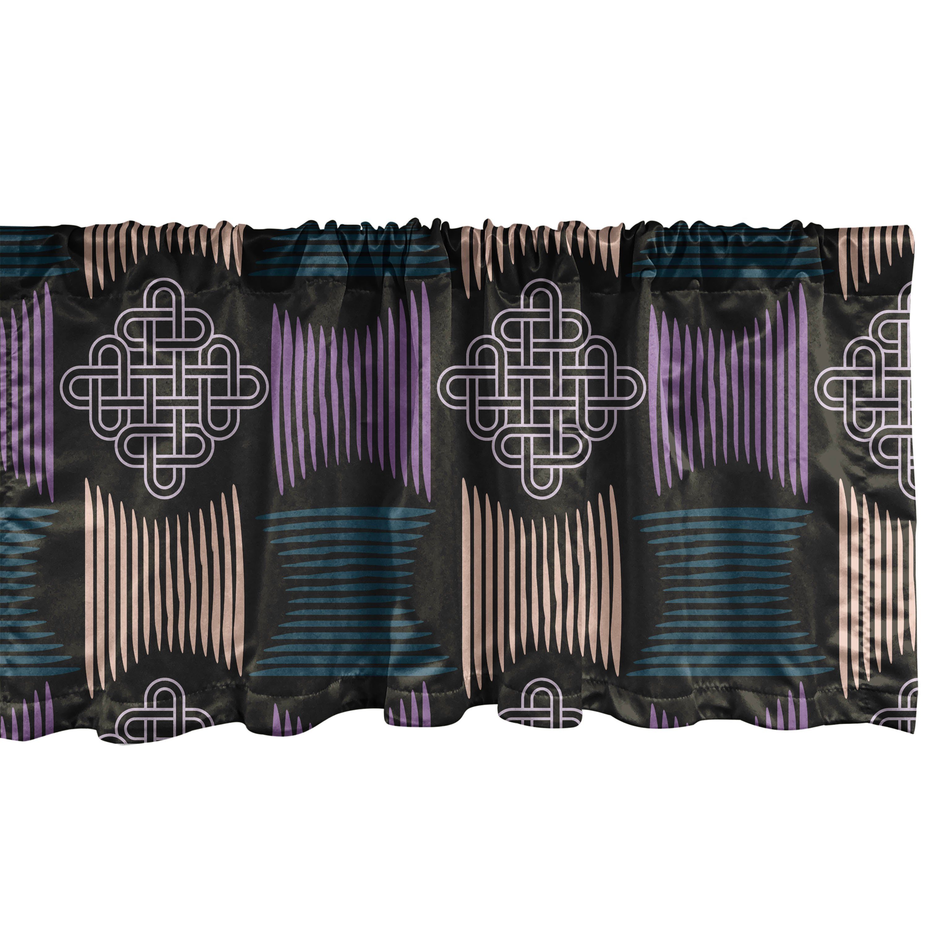 Vorhang Küche Microfaser, Schlafzimmer Abstrakt Dekor Volant Scheibengardine Art-Deco-Stil-Elemente für Stangentasche, Abakuhaus, mit
