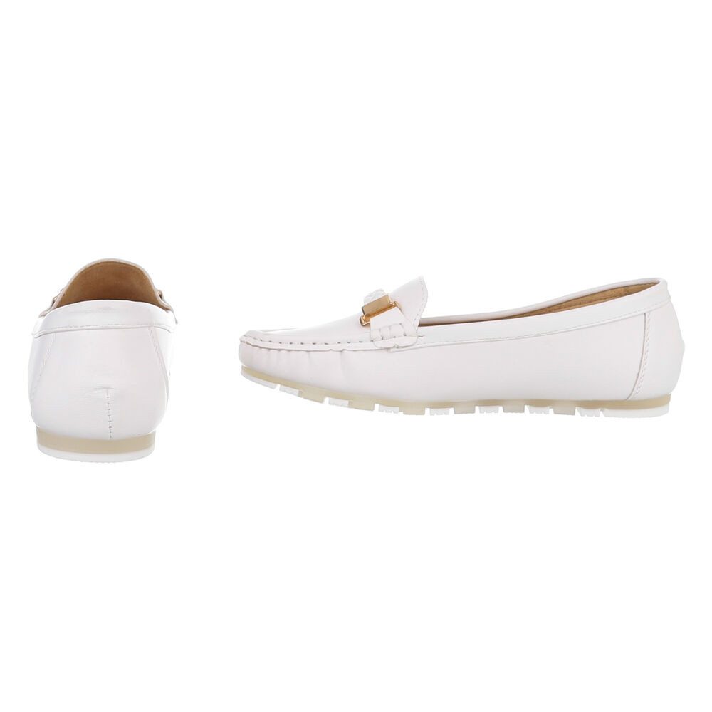 Ital-Design Eleganter Slipper – Bequeme Alltagsschuhe für Damen Slipper (89368807) Flach Mokassins in Weiß
