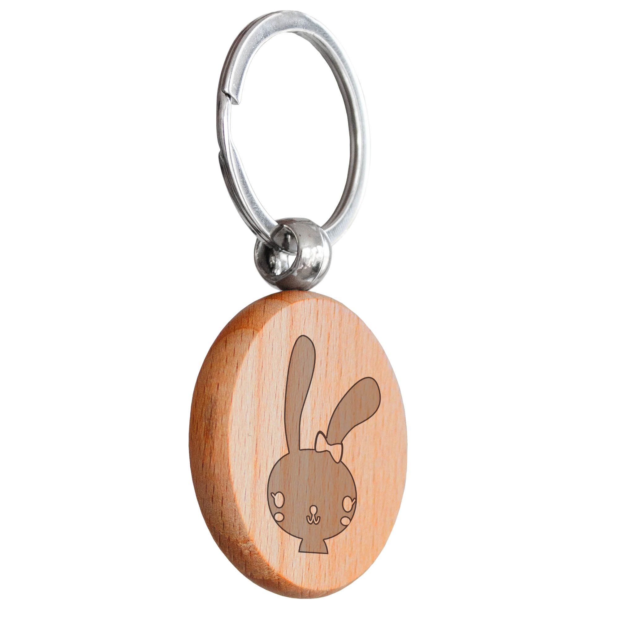 banjado Schlüsselanhänger mit Gravur aus unbehandeltem Holz - Motiv "Hase" mit Schlüsselring (1-tlg)
