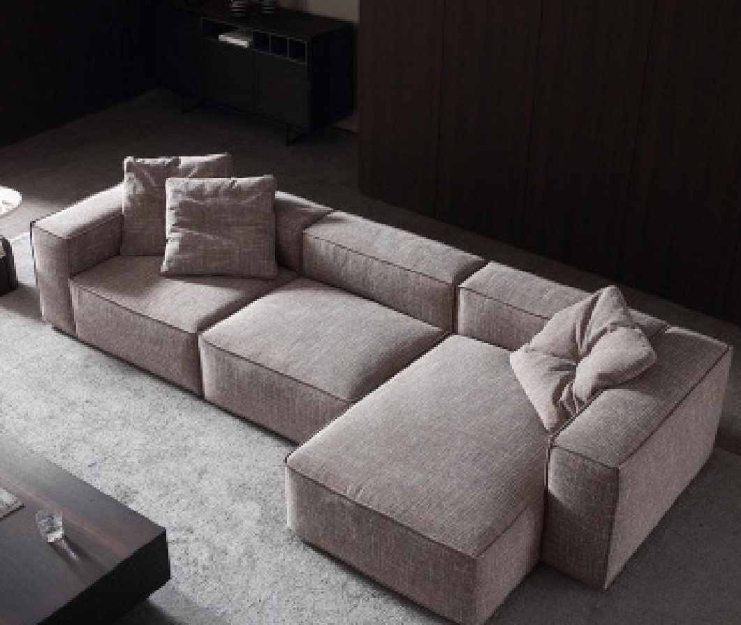 Ecksofa Elegantes L-Form Sofa in Taupe mit hochwertiger Textiloberfläche
