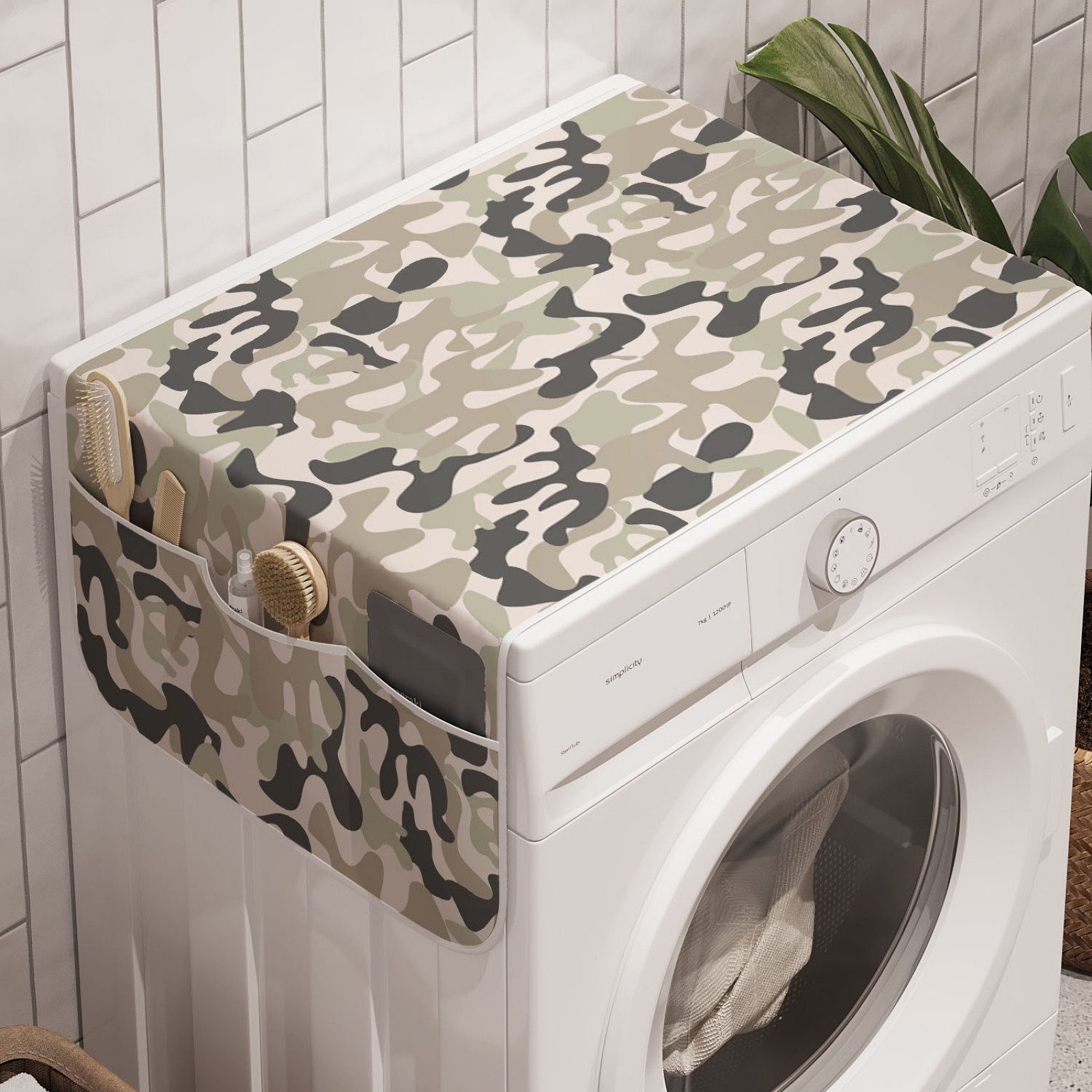 Abakuhaus Badorganizer Anti-Rutsch-Stoffabdeckung für Waschmaschine und Trockner, Camo Moderne Pastell tonte Tarnung
