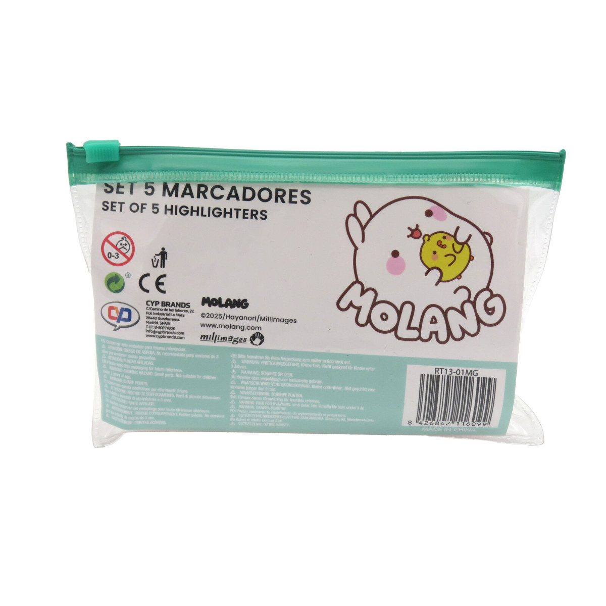 Molang Marker Set Blossom 5 Stück Textmarker Schreibwaren Schule Freizeit, (5-tlg)