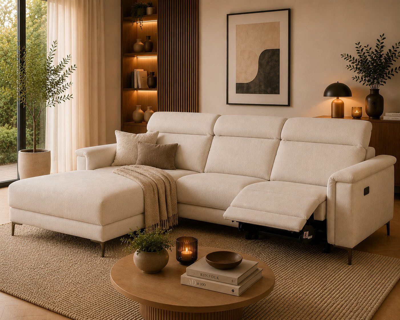 OTTO home Ecksofa LUND, Struktur-Bezug, L-Form, 261cm, man. /elektr. Relaxfunktion, auch mit USB A/C-Anschluss sowie Kopfteilverstellung