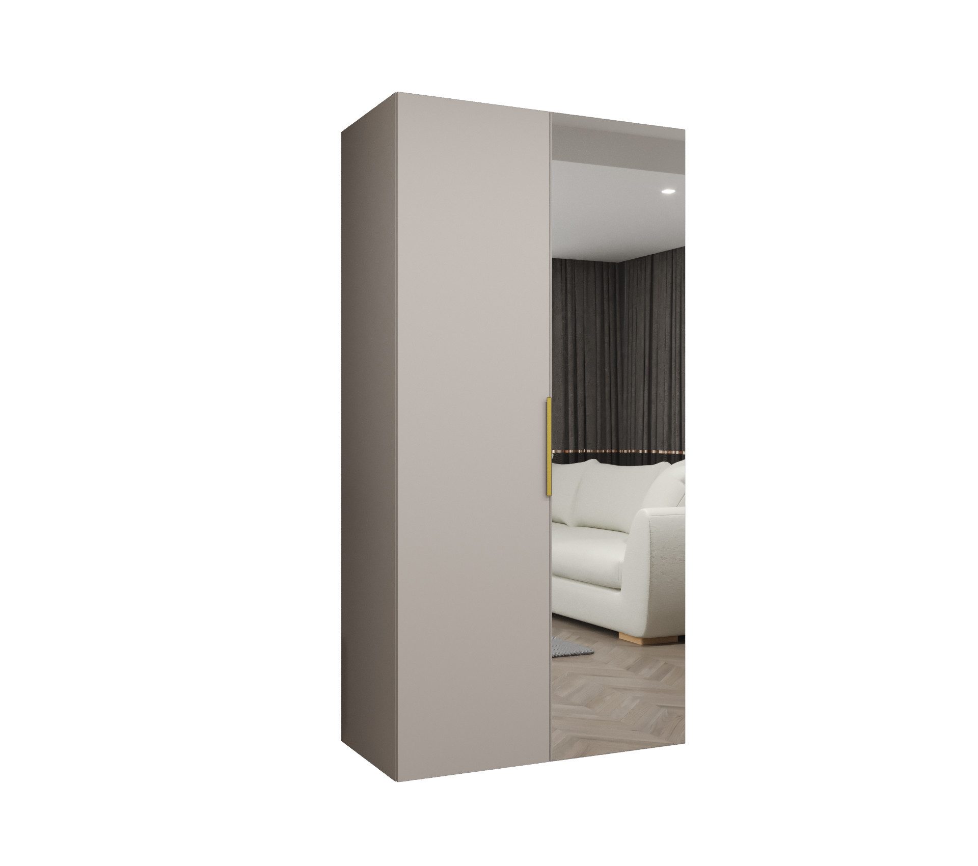 MOEBLO Drehtürenschrank SOLENA 2 (mit Spiegel – Moderner Kleiderschrank mit Soft-Close, Einlegeböden & Kleiderstange, verschiedene Breiten & Farben, Schrank Garderobe Schlafzimmer Drehtürenschrank) (BxHxT): 100/150/200/250/300x202x52 cm