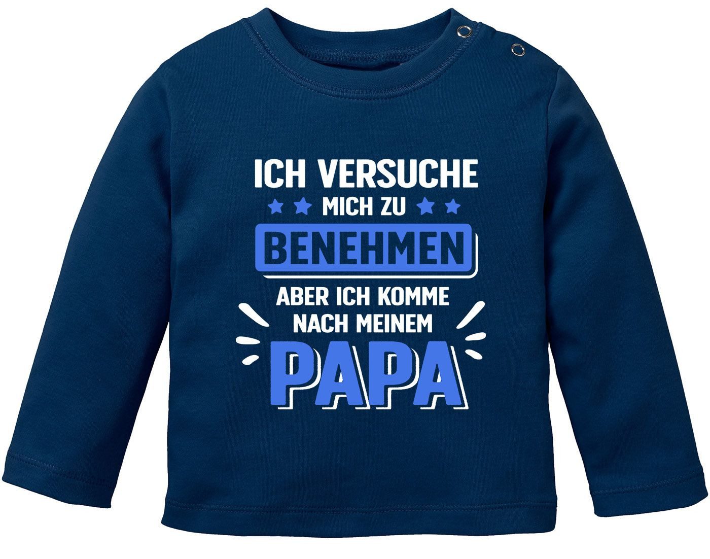 Rundhalsshirt Baby Langarm-Shirt bedruckt mit Spruch Ich versuche mich zu benehmen