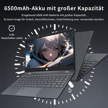 UDKED 360 Grad drehbaren Bildschirm ausgestattet Notebook (Intel N95, UHD Grafik, 512 GB SSD, 12GBRAM,mit vielseitigem Design und Premium-Zubehör für Produktivität)