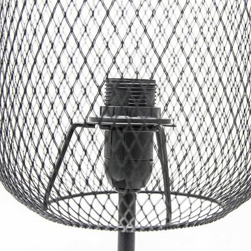 Melko Tischleuchte Gitterlampe Nachttischleuchte Tischlampe E14 aus Metall in Schwarz Vintage Drahtlampe Deko-Lampe Nachtlicht Schlafzimmer Wohnzimmer Retro Vintage Schreibtischlampe, Kein Flackern oder Flimmern