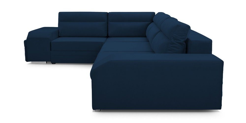 DB-Möbel Ecksofa Ecosofa Hocker Grau und mit Minibar, blau Schlaffunktion, mit Millo in