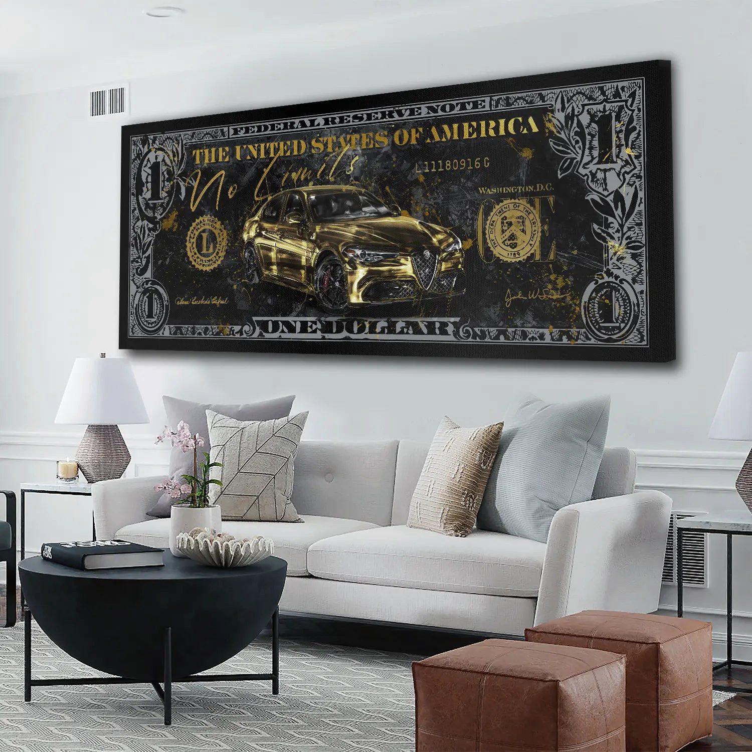 Artedinoi Leinwandbild Sportwagen Italien No Limits Leinwandbild Wandbild Kunst XXL Deko, Italienischer Sportwagen