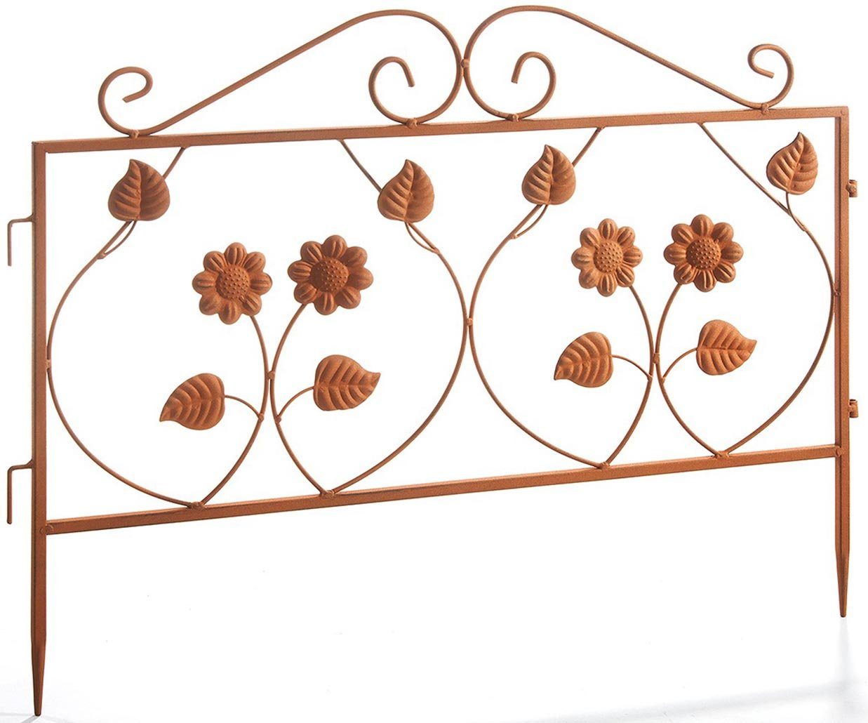 Kobolo Gartenstecker Zaun LEAVES Rankhilfe - 2 Stück - Metall Rostoptik (2er Set, 2-St., 2er Set) 2er Set