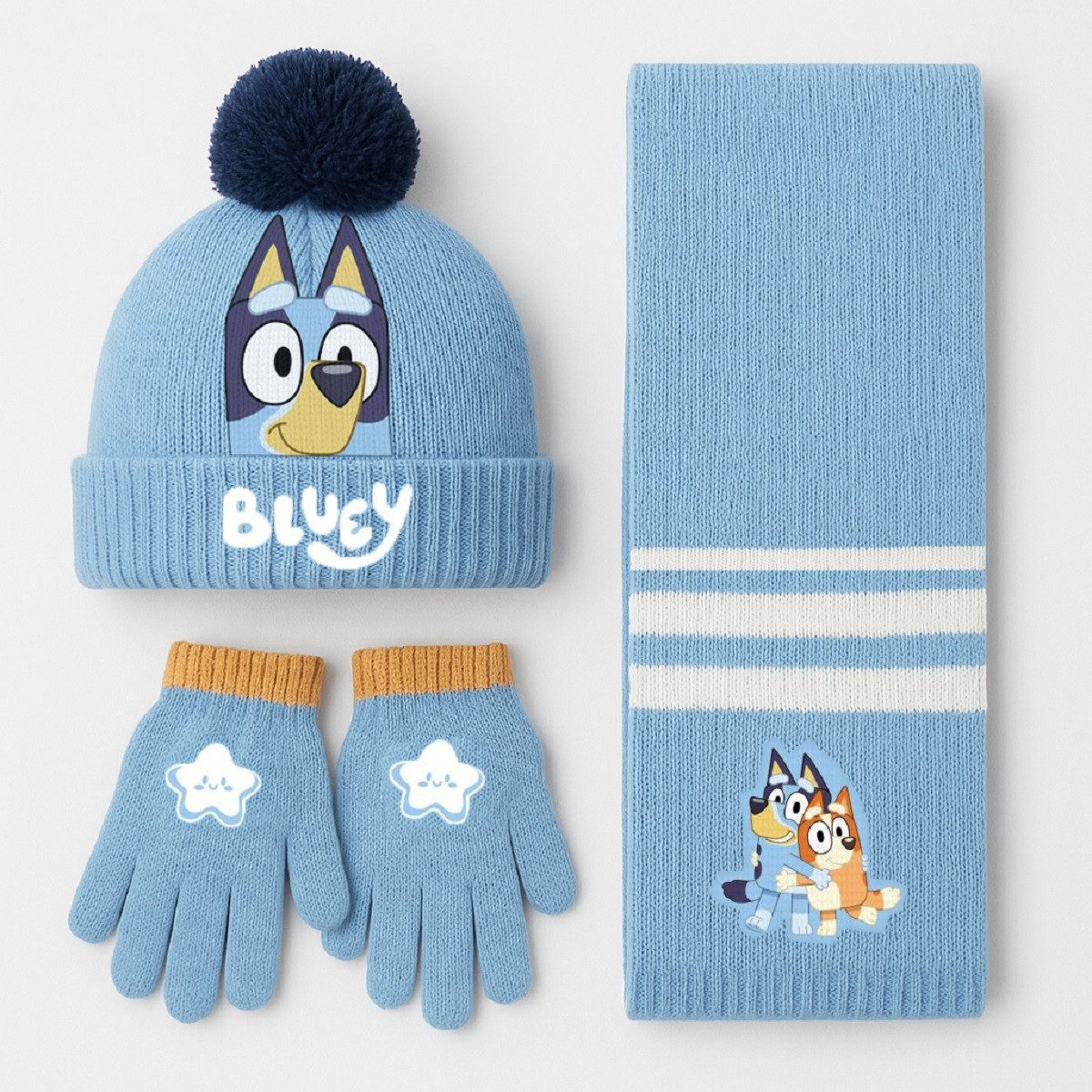 Cerda Mütze & Schal Bluey Kinder 3 Teilig Mütze & Schal & Handschuhe Set
