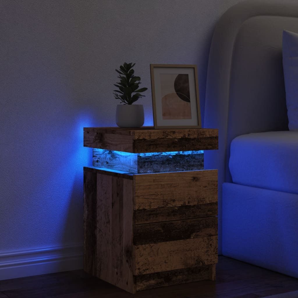 vidaXL Nachttisch, LED-Nachttisch Altholz-Optik 35x39x55 cm günstig online kaufen