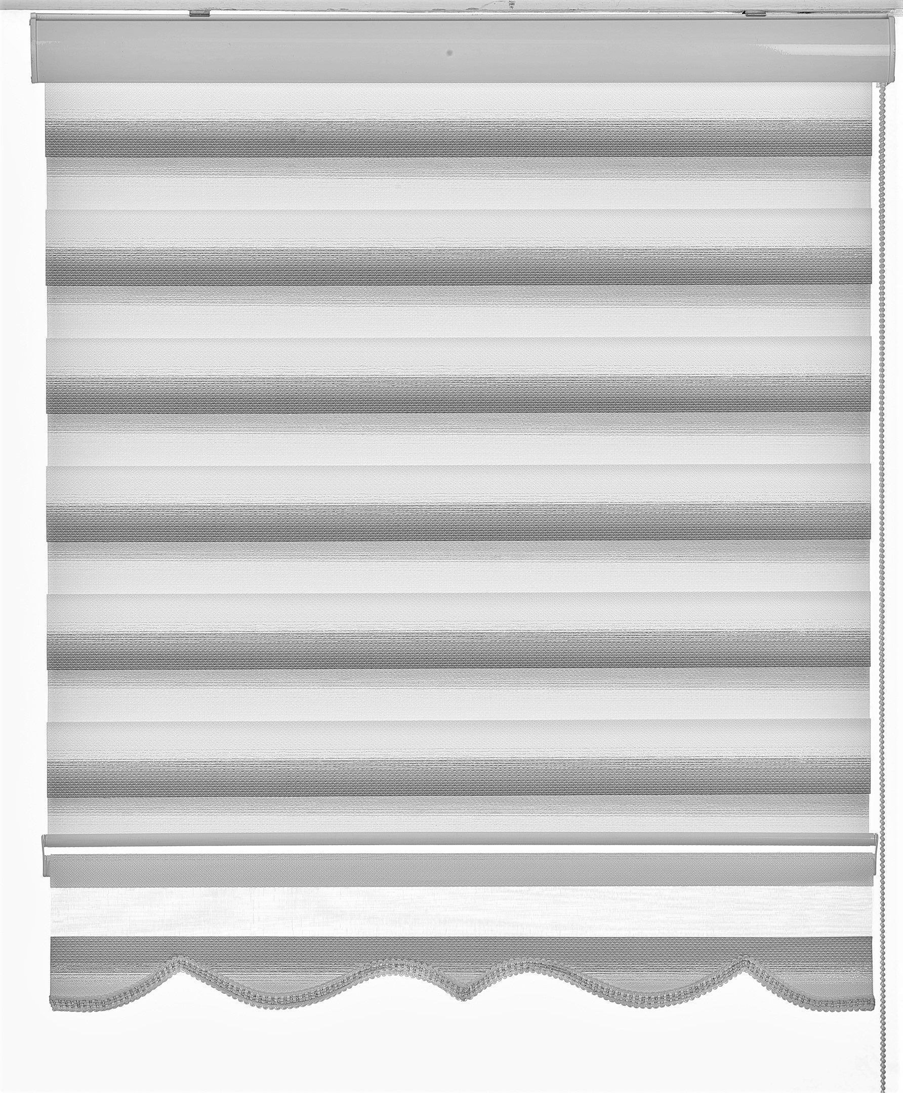 Grau Weiß 3477 Klemmfix Maß 150cm, nach 10 Bohren) Yasar Gardinen, und Doppelrollo (Ohne Deckenmontage, Bis Länge Deckenmontage Wandmontage