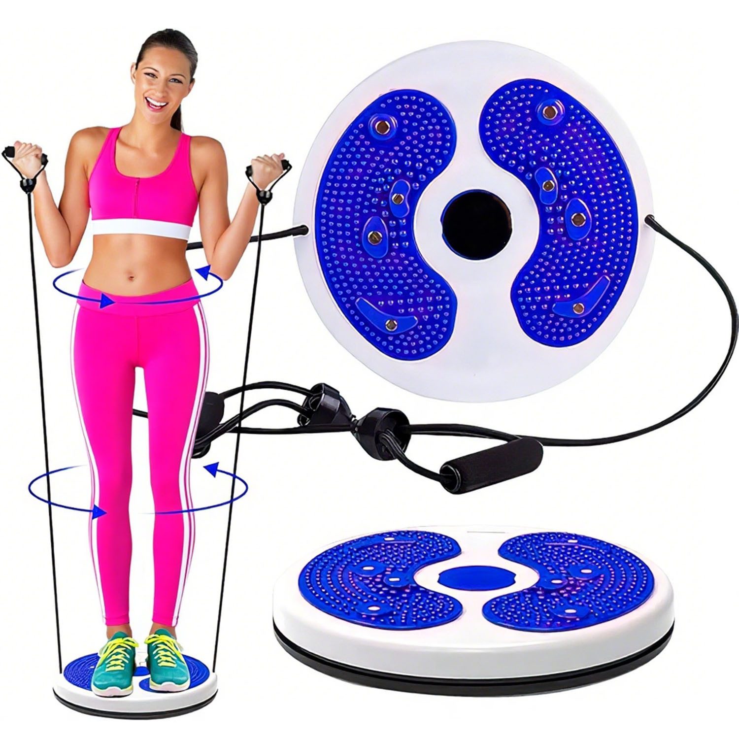 SURFOU Balanceboard Twist Waist Disc Board mit Kordelzug, Taillenabnehmendes, Taille Drehscheibe Hüfttrainer Widerstandsbänder Massage-Fußsohle