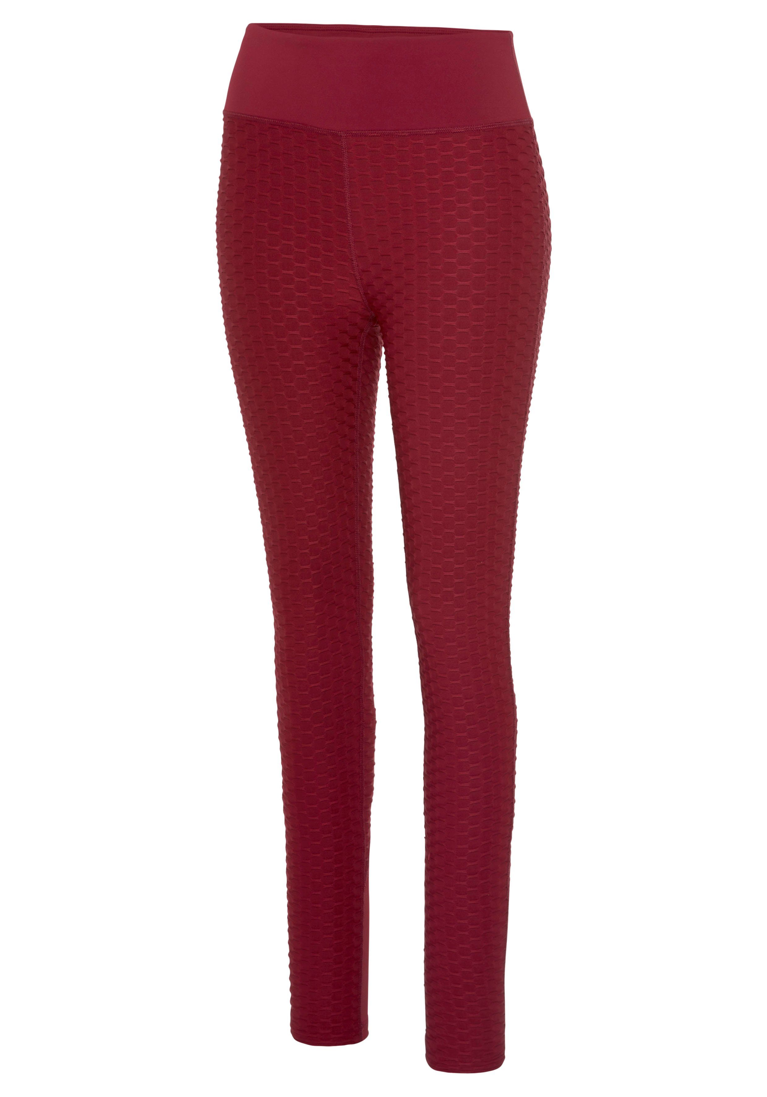 rot und Funktionsleggings active mit -Sportleggings Mesheinsatz vivance Wabendesign