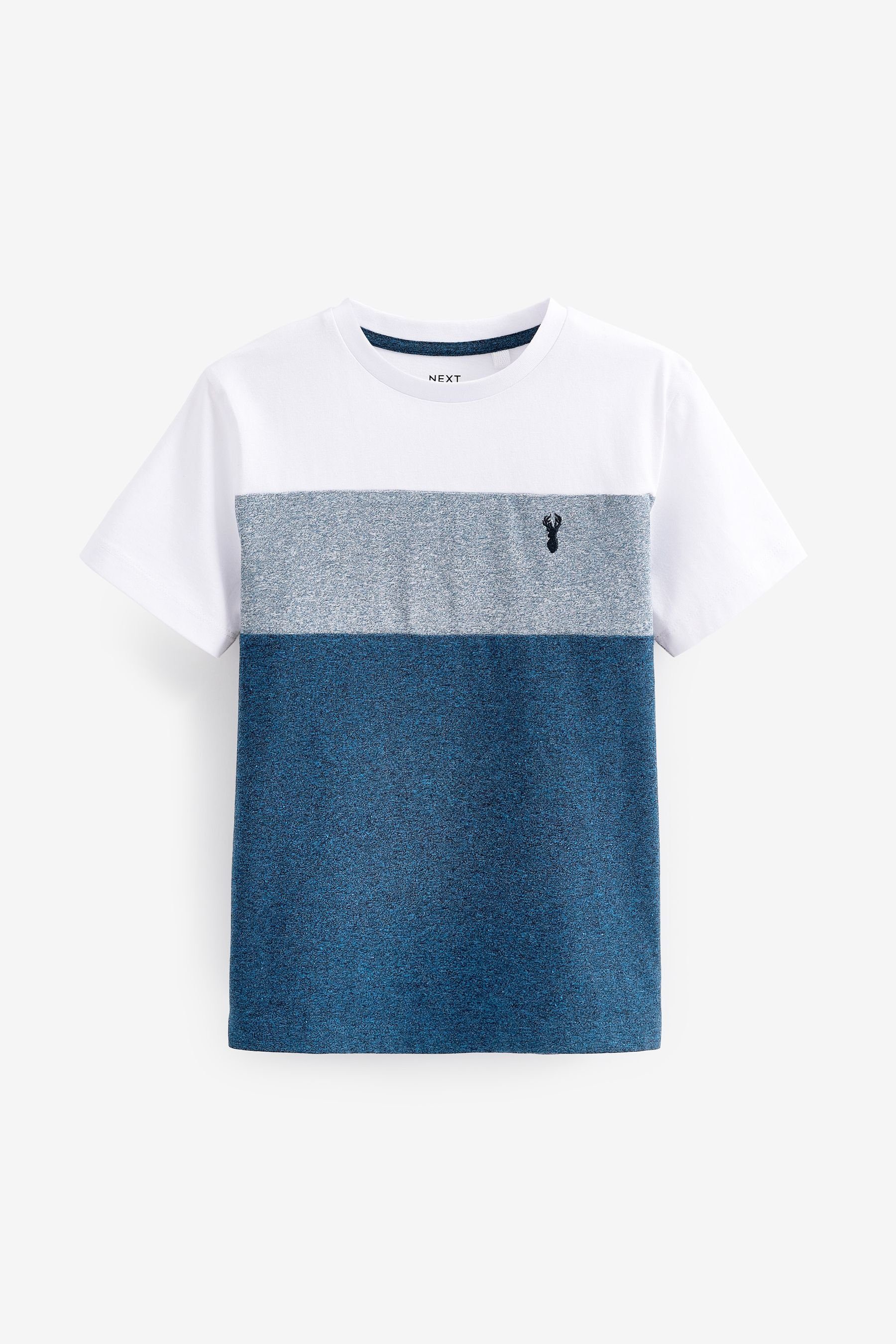 Next T-Shirt T-Shirt in Blockfarben (1-tlg) Blue/White Textured