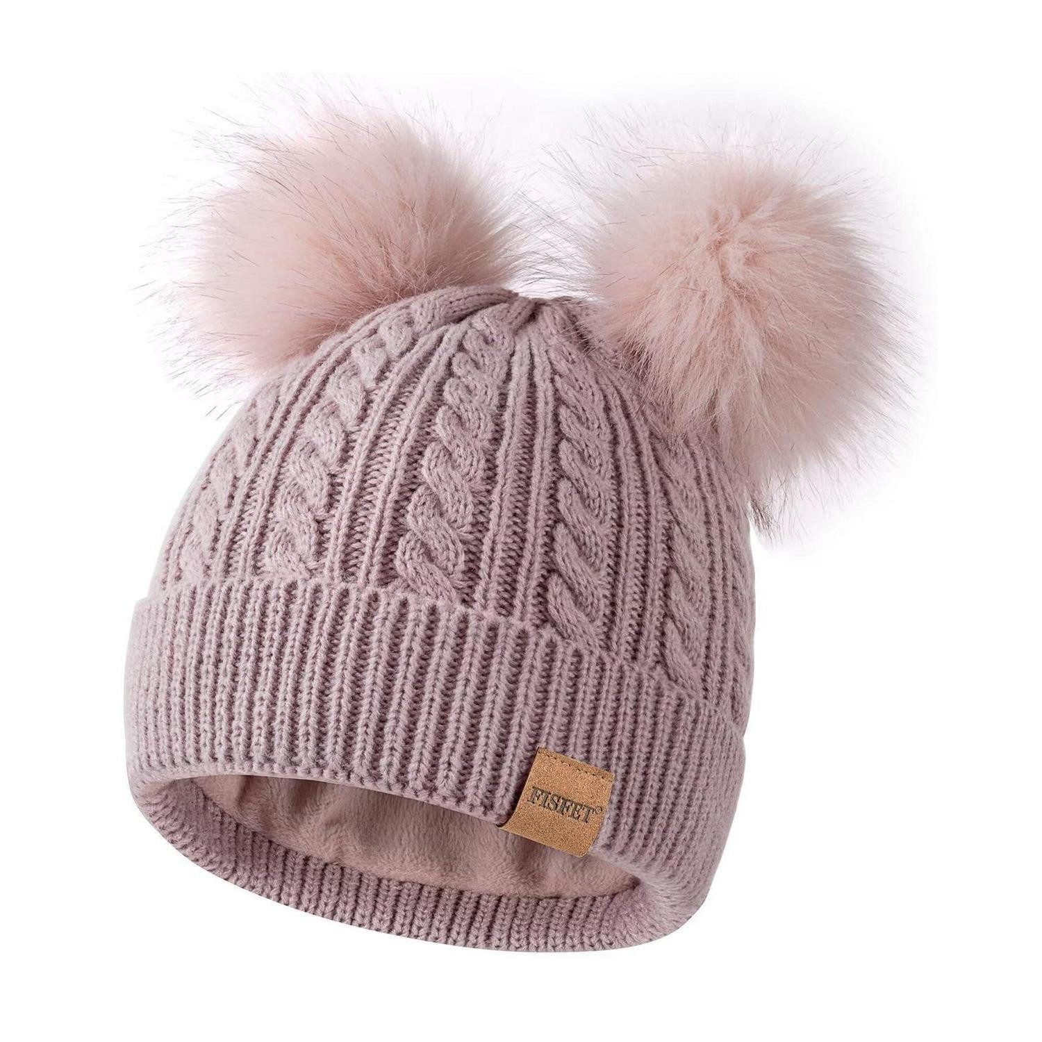 LuxusKollektion Bommelmütze Mütze Damen Winter mit Doppelbommel Rosa (1-St)