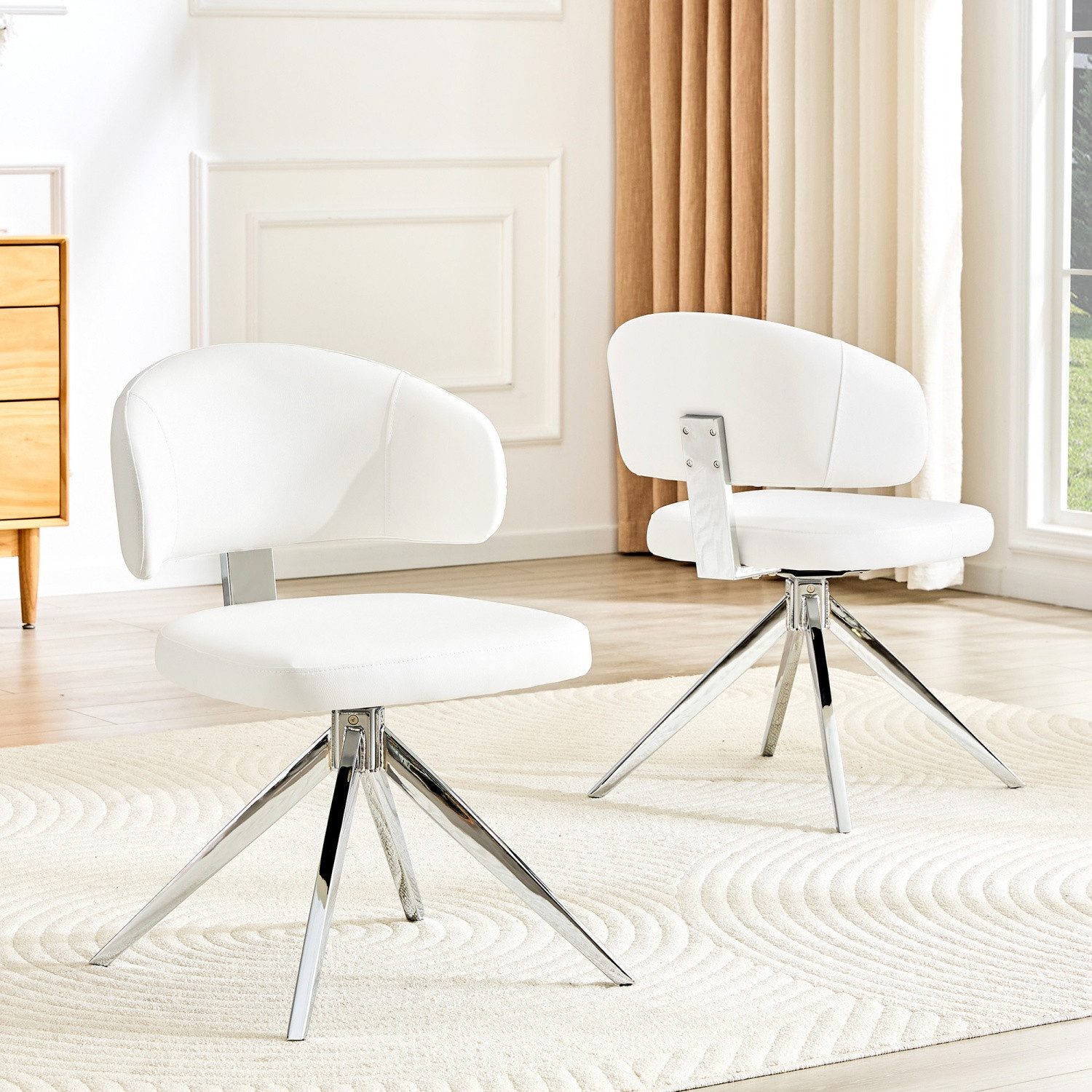 ANYSUN Esszimmerstuhl 2er Set Moderne Esszimmerstühle mit geschwungener Rückenlehne, (360° Drehbare Esszimmerstühle, gepolsterte Akzentstühle aus Kunstleder mit – Bild 2 von 5