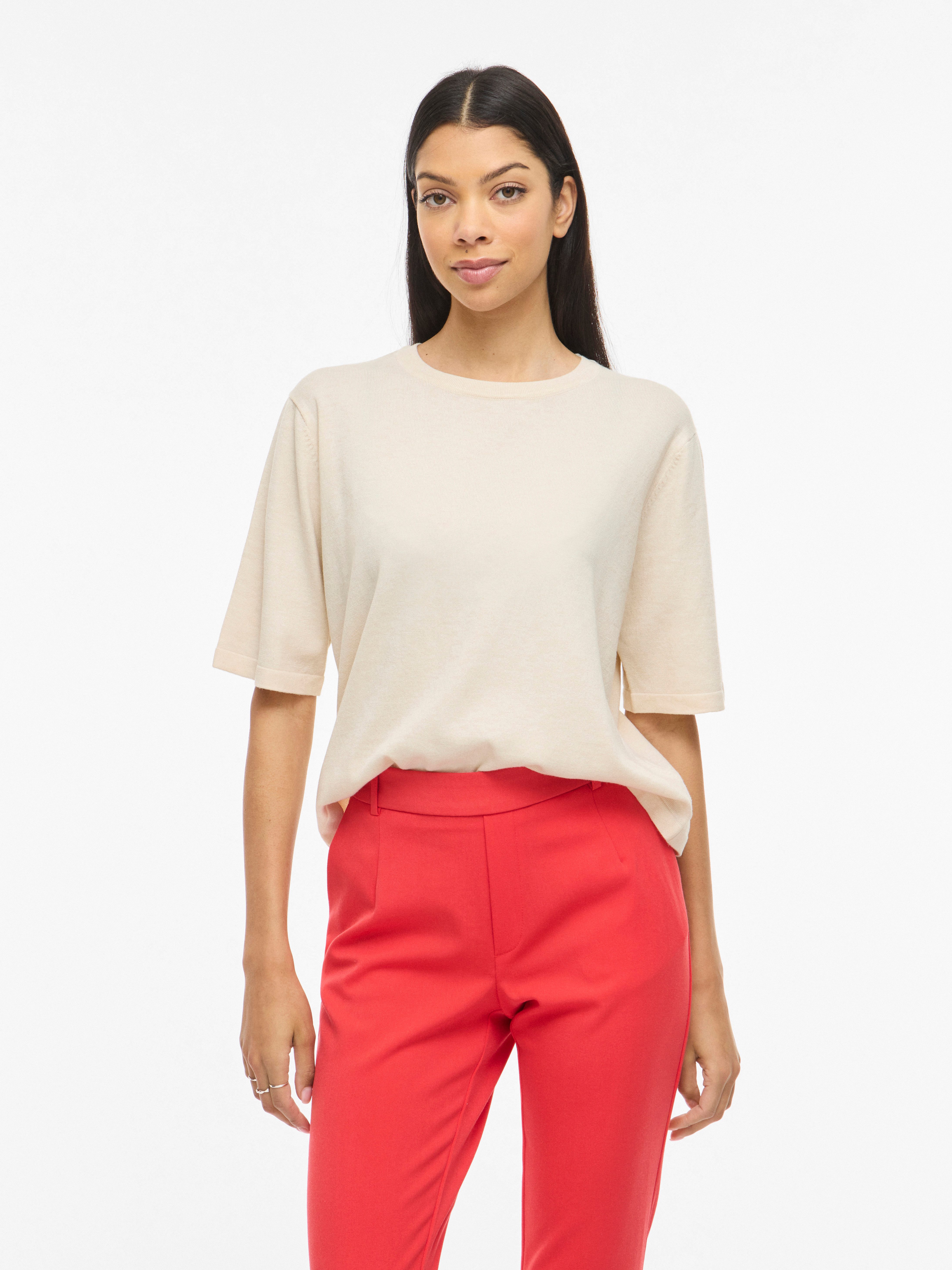 Vila Kurzarmpullover VIMALU O-NECK 2/4 KNIT TOP-NOOS günstig online kaufen