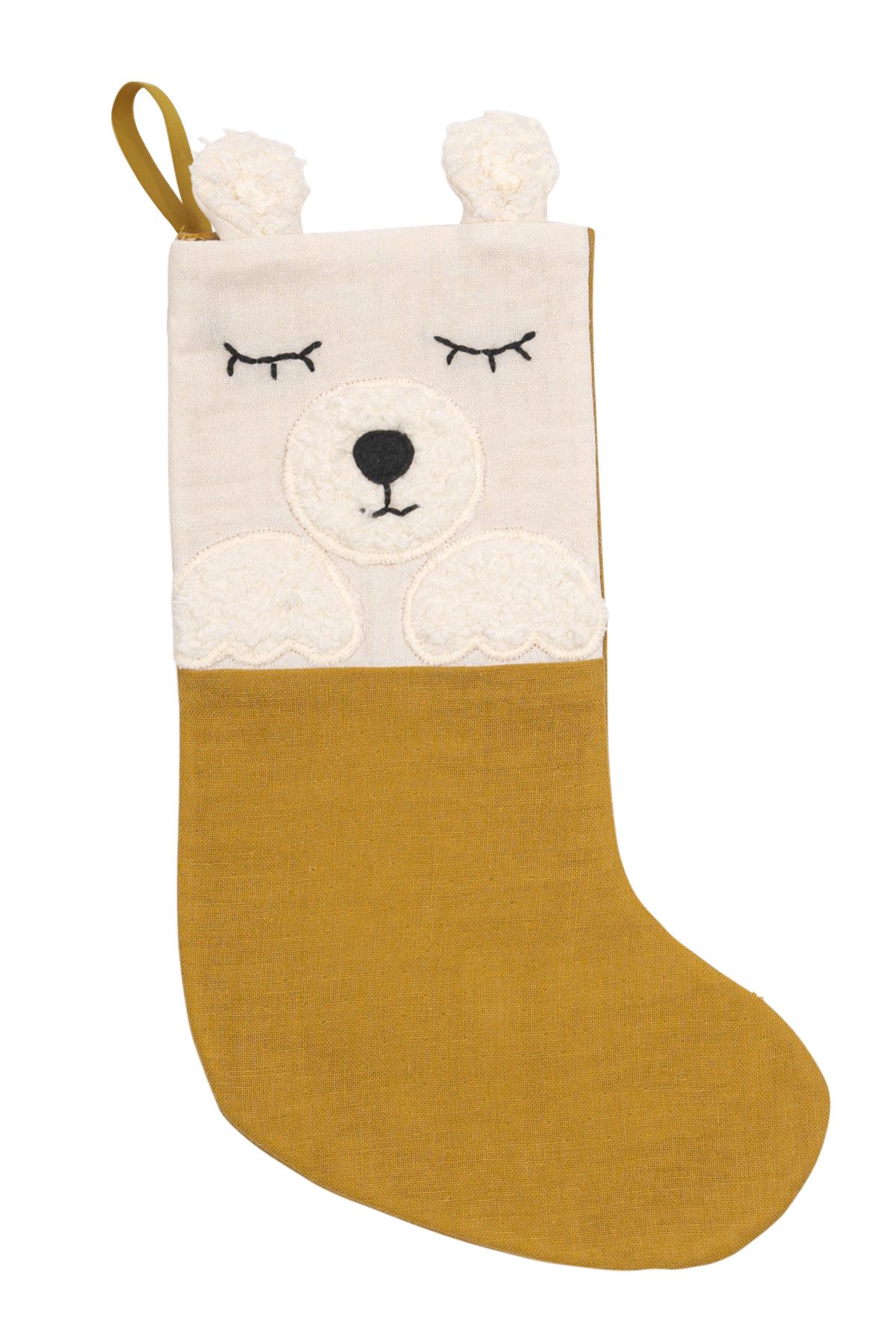 kikadu Nikolausstiefel 3030, Bio-Baumwolle, süßes Eisbär-Design, für Weihnachten.