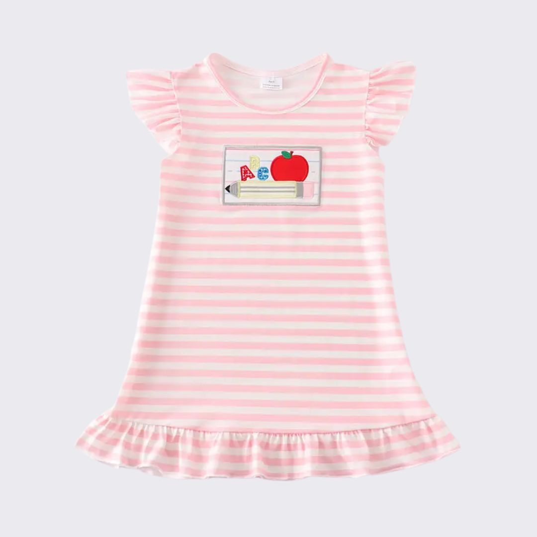 suebidou Midikleid Kurzarm Kleid für Mädchen gestreift zur Einschulung ABC Kleid nachhaltig, kreativ