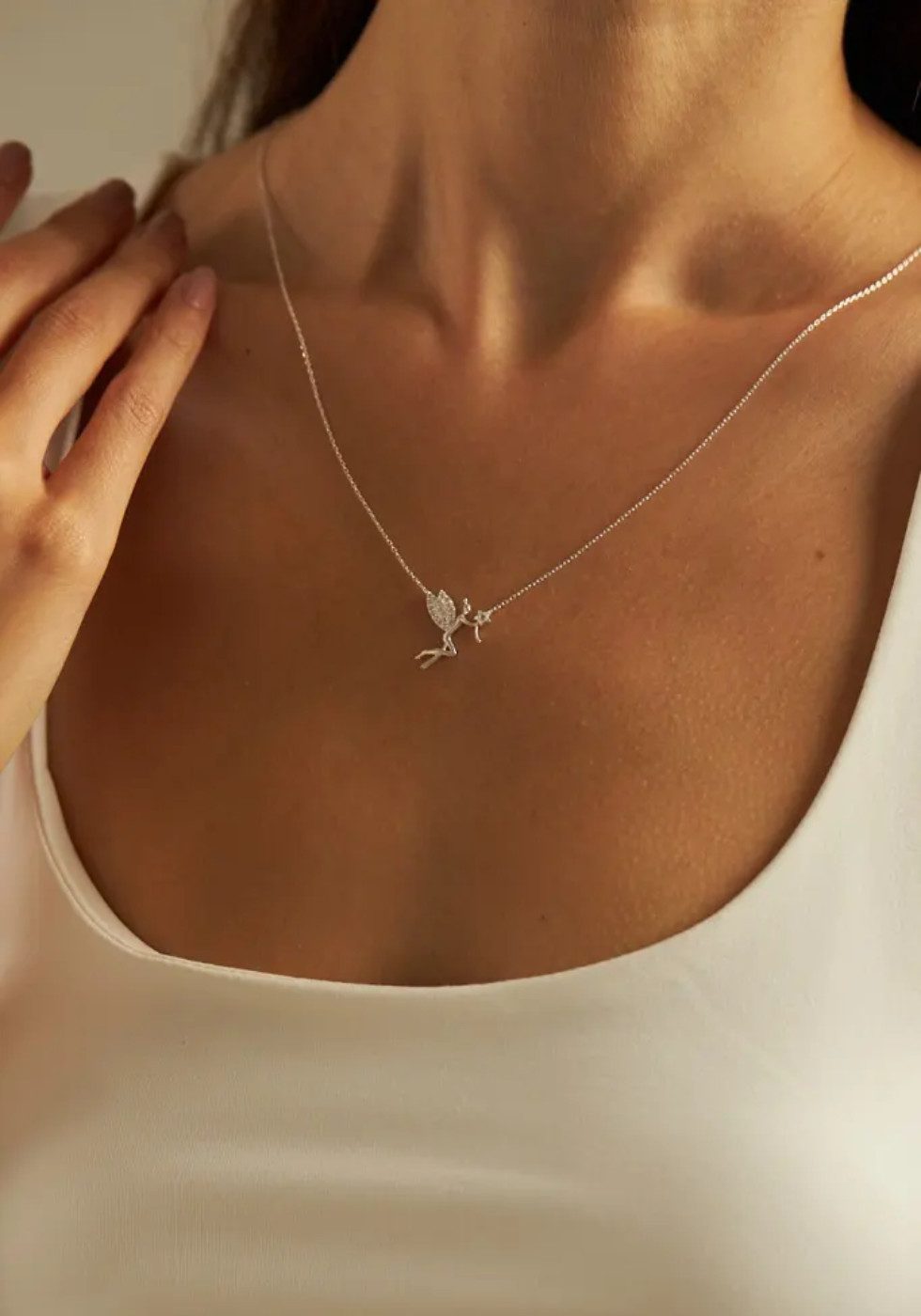 Einzelstück Charm-Kette Fairy Halskette mit Fee Anhänger 925 Sterling Silbe günstig online kaufen