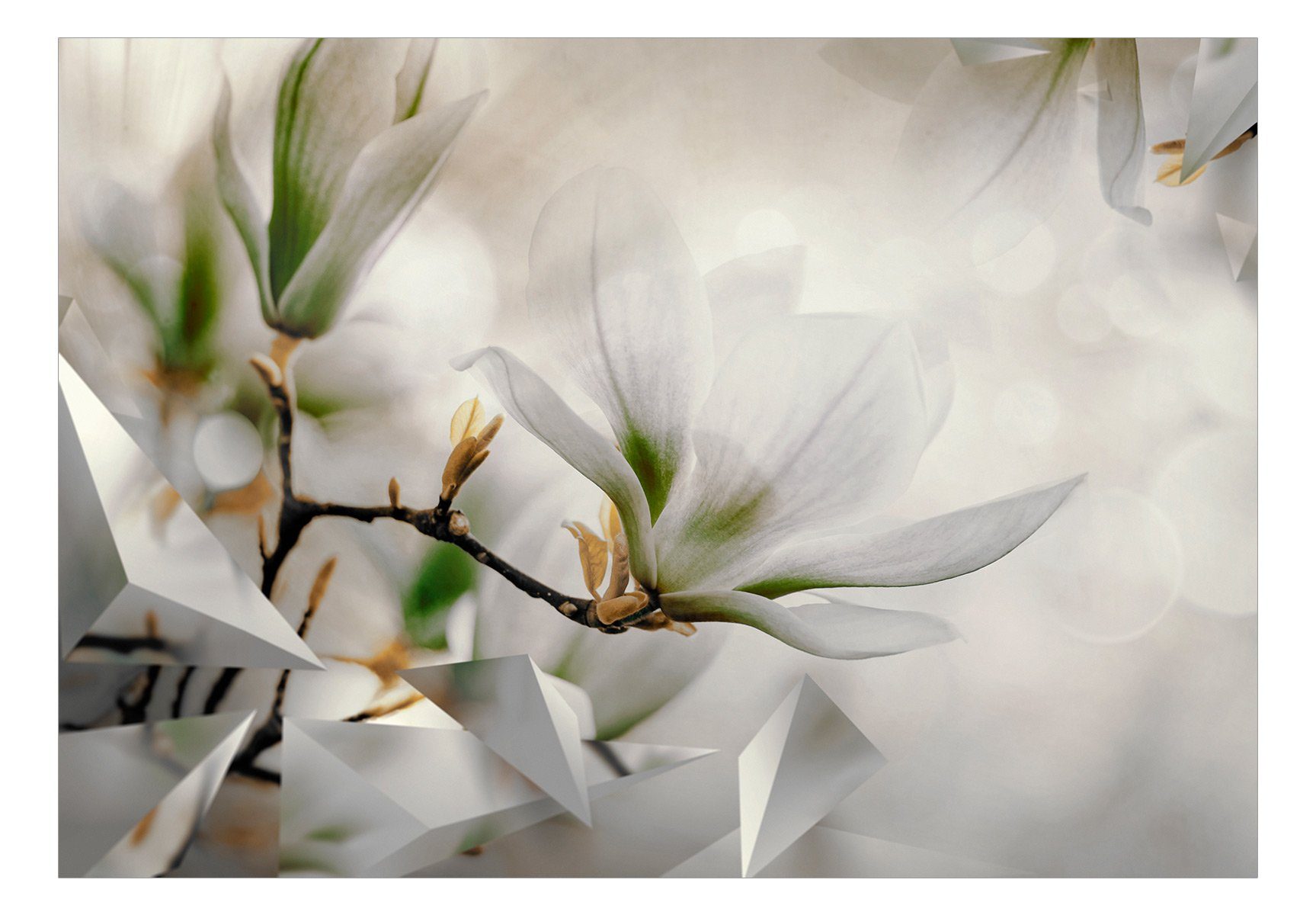 Vliestapete m, Design Subtle Magnolias Variant matt, lichtbeständige - KUNSTLOFT 0.98x0.7 Tapete halb-matt, Second
