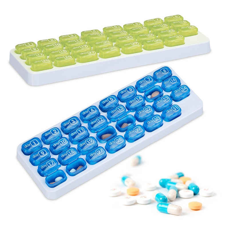 relaxdays Pillendose Tablettenbox Monat 2er Set