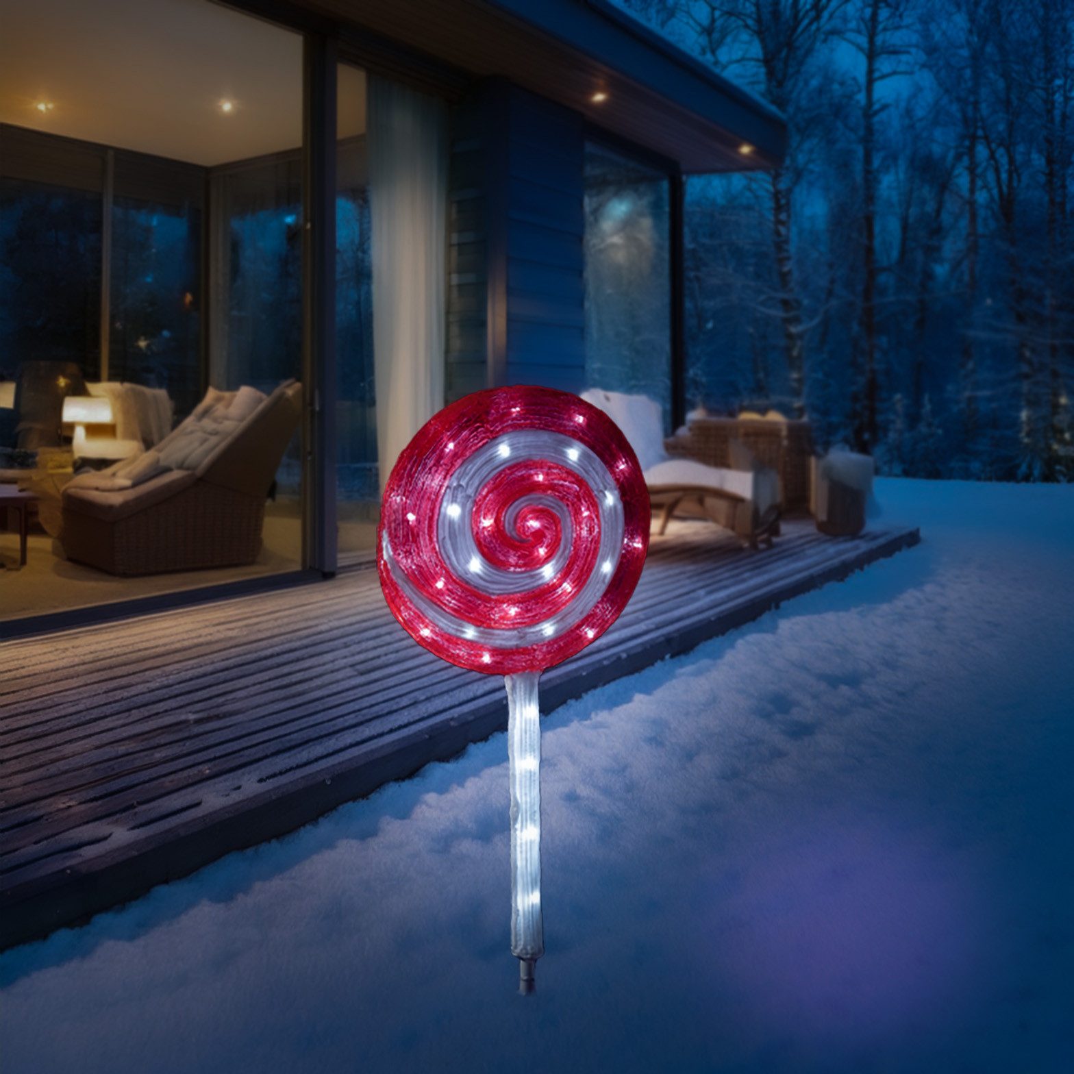 LED Dekoobjekt LED Acryl Lolli XXL Gartendeko Weihnachtsdeko Lollipop Lutscher H:70cm