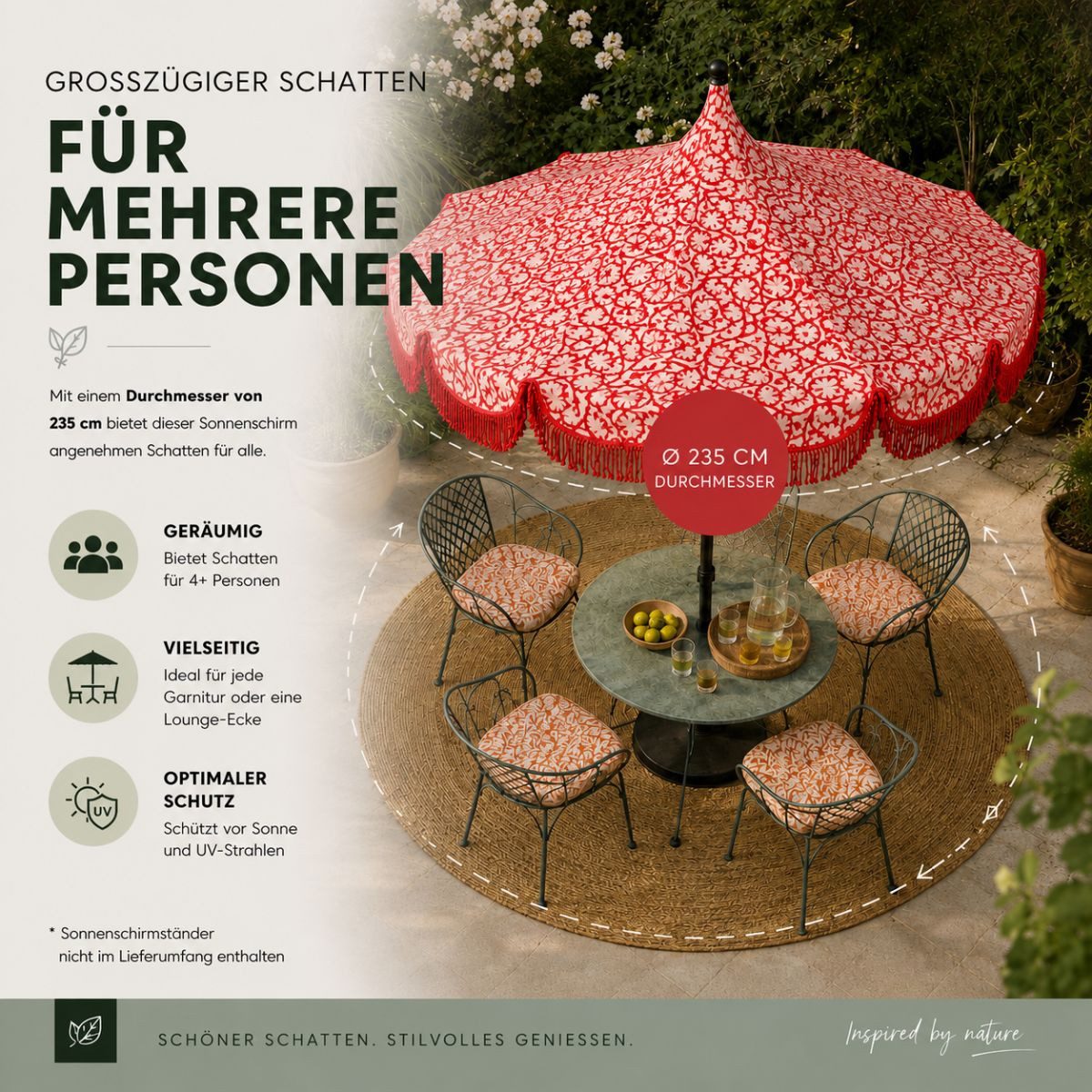 Mica Decorations Sonnenschirm Mica Decorations Kelly Sonnenschirm mit Tasche 238 x Ø235 cm, 1 Sonnenschirm – Bild 5 von 5