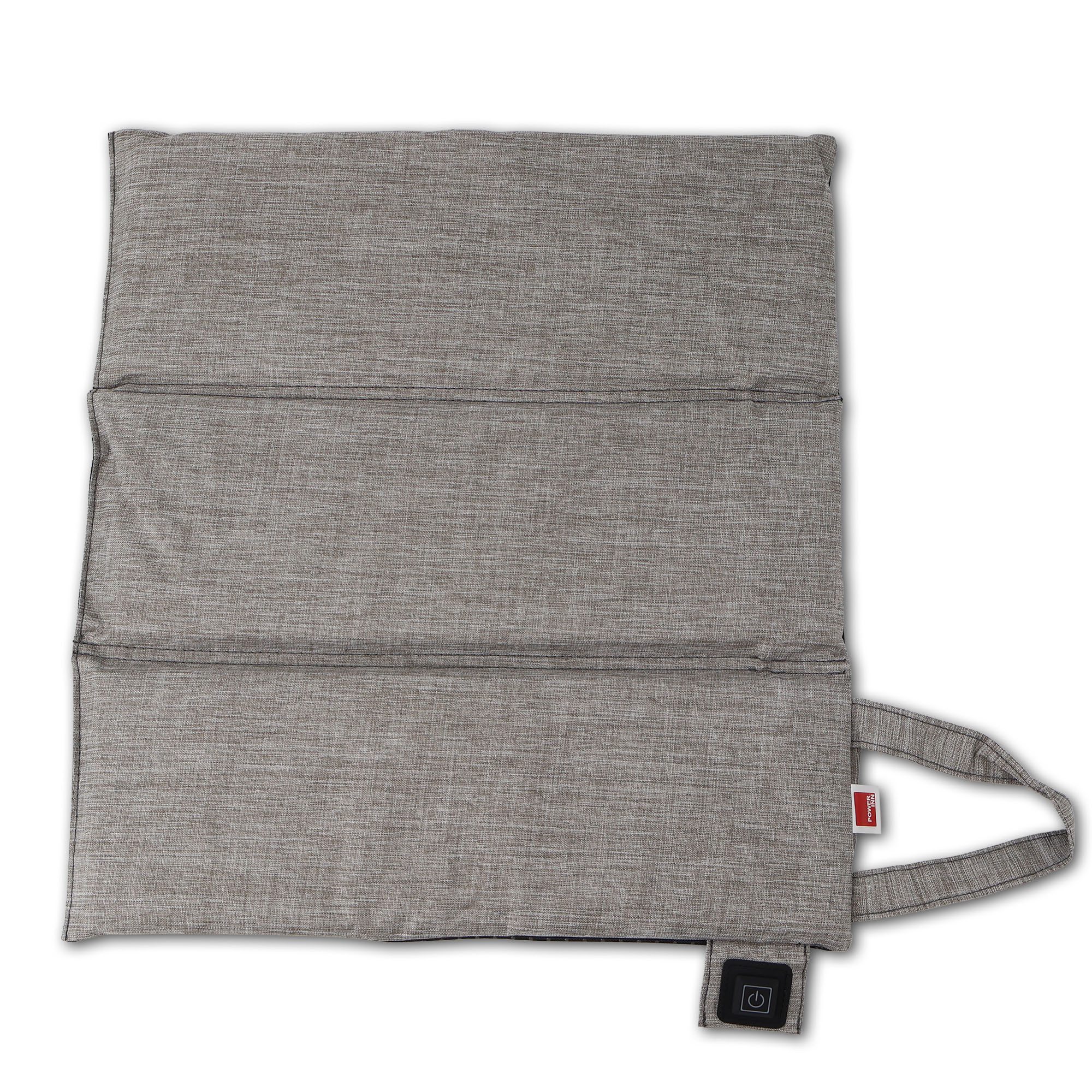 POWER INN Heizkissen Wärmekissen 46 x 20 cm grau/Schwarz, Faltbares Sitzkissen