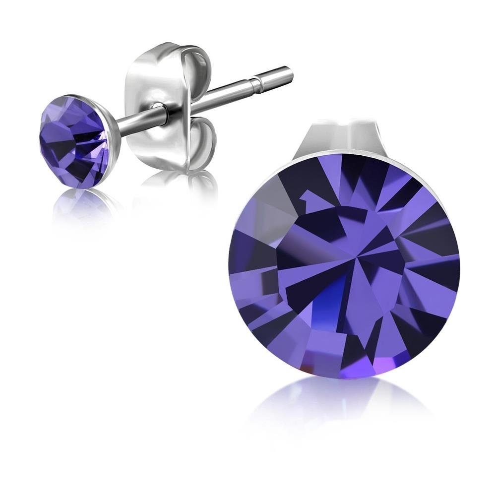 Ohrring-Set Ohrstecker lilaner Kristall Silber aus Edelstahl Unisex