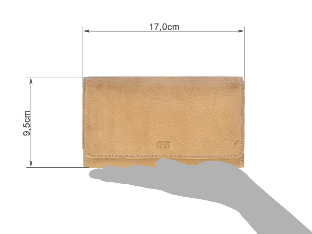 Bear Design Geldbörse Noor, Damenbörse, Portemonnaie, 12 Kartenfächer, 17x9cm, beige