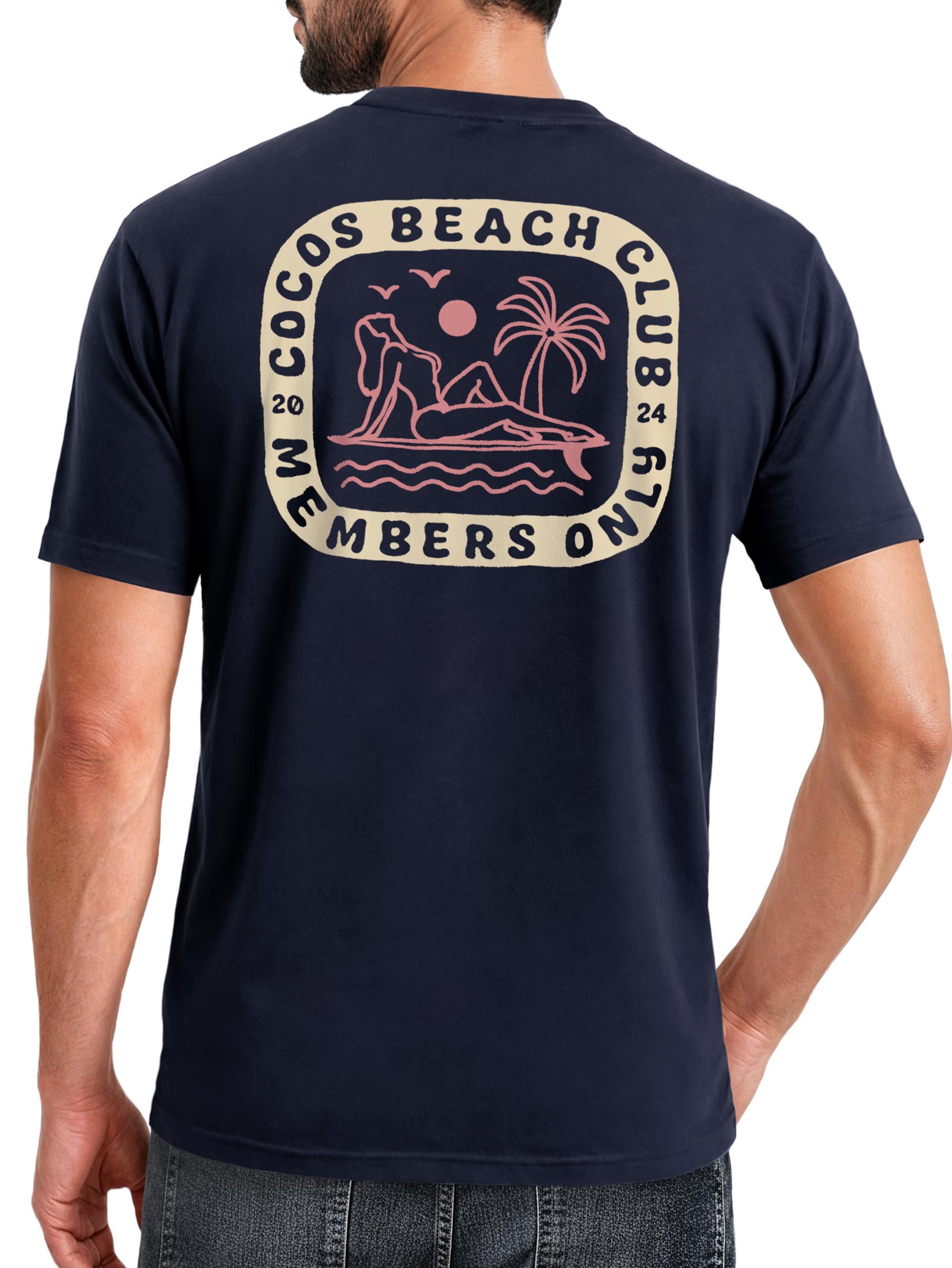 Print-Shirt Herren T-Shirt Backprint Sommer Sonne Palmen Meer Printshirt Aufdruck