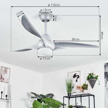 hofstein Tischturmventilator Deckenventilator aus Kunststoff in Titan/Weiß, 1 x LED 20 Watt (inkl)