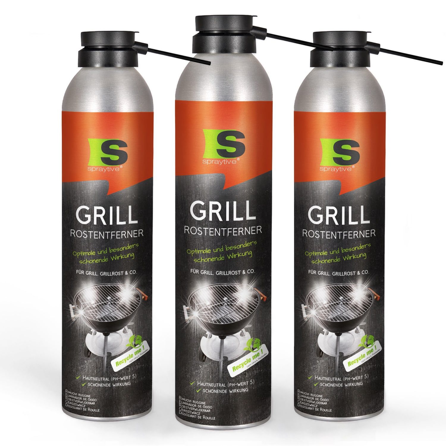 Spraytive 3x 300ml Grill-Rostentferner – 2in1 Rostlöser für Grillrost & BBQ Sprühreiniger (Made in Germany)